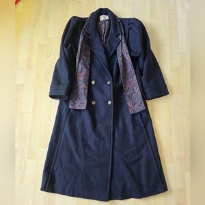 Vintage Worthington Essentials Petite trench coat wool size 12 petite with scarf